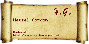Hetzel Gordon névjegykártya